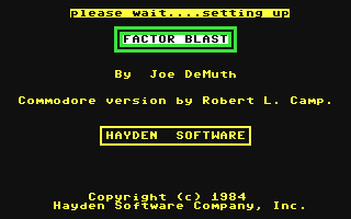 C64 GameBase Factor_Blast Hayden_Software_Co.,_Inc. 1983