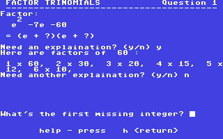 C64 GameBase Factor_Trinomials_I Commodore_Educational_Software 1982