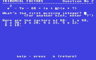 C64 GameBase Factor_Trinomials_III Commodore_Educational_Software 1982