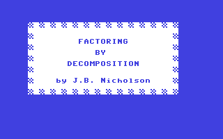C64 GameBase Factoring_by_Decomposition Commodore_Educational_Software 1982