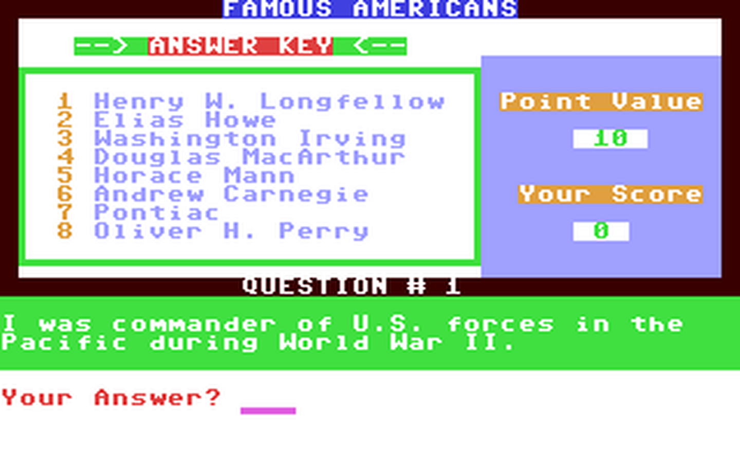 C64 GameBase Famous_Americans Loadstar/Softdisk_Publishing,_Inc. 1989