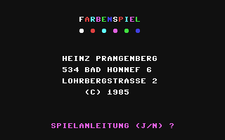 C64 GameBase Farbenspiel Multisoft 1985