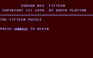 C64 GameBase Fifteen The_Code_Works/CURSOR 1979