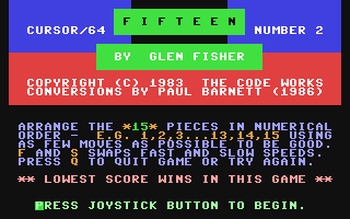 C64 GameBase Fifteen The_Code_Works/CURSOR64 1983