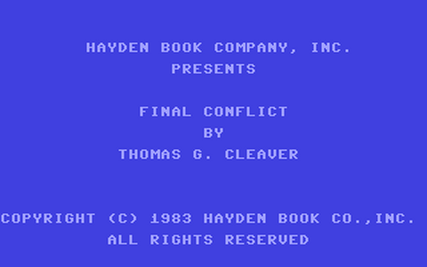 C64 GameBase Final_Conflict Hayden_Book_Company,_Inc. 1983