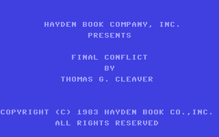 C64 GameBase Final_Conflict Hayden_Book_Company,_Inc. 1983