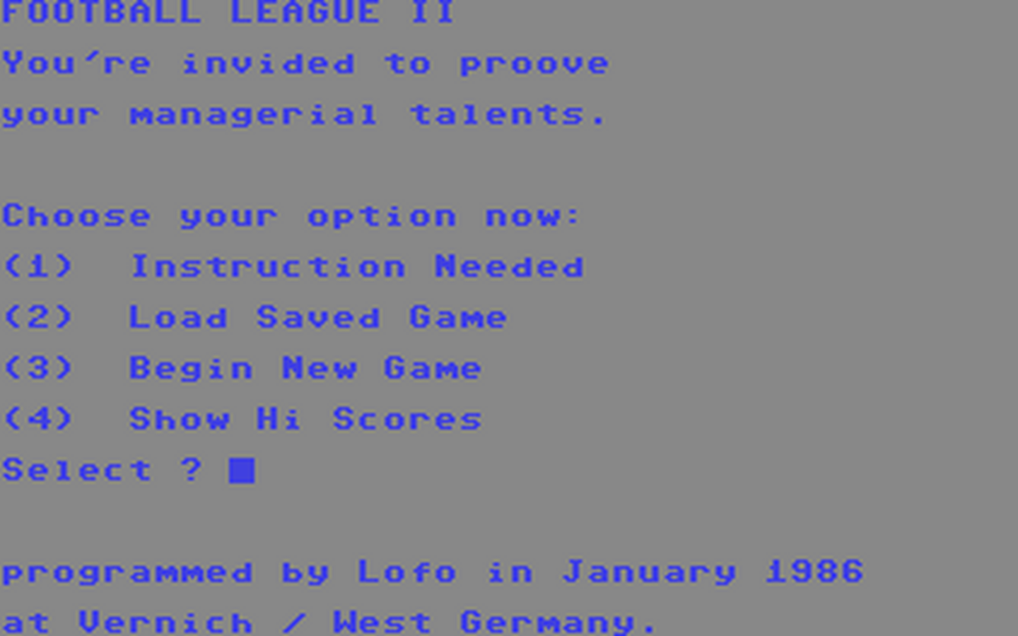 C64 GameBase Football_League_II 1986