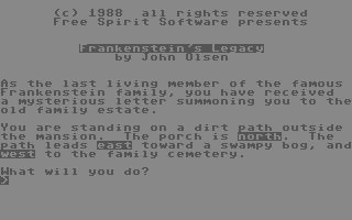 C64 GameBase Frankenstein's_Legacy CodeWriter_Coporation 1985