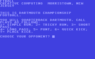 C64 GameBase Ftball Creative_Computing 1978