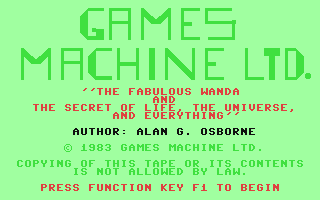 C64 GameBase Fabulous_Wanda,_The_-_and_the_Secret_of_Life,_the_Universe,_and_Everything Games_Machine_Ltd. 1983