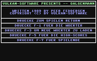 C64 GameBase Galgenmann Vulkan-Software 1989