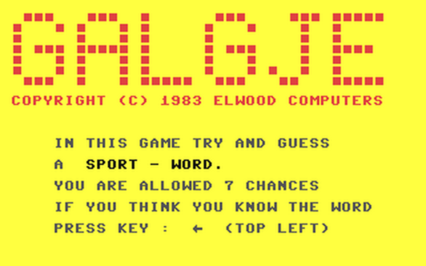 C64 GameBase Galgje Robtek_Ltd./Elwood_Computers 1986