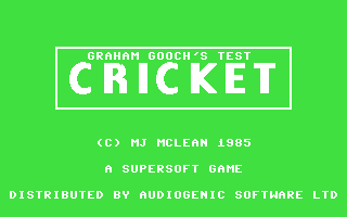 C64 GameBase Graham_Gooch's_Test_Cricket Audiogenic_Software_Ltd. 1985