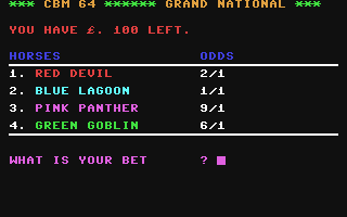 C64 GameBase Grand_National Robtek_Ltd. 1986