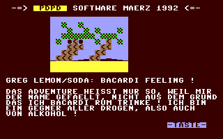 C64 GameBase Greg_Lemon/Soda_-_Bacardi_Feeling! PDPD_Software 1992
