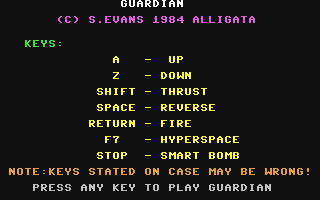 C64 GameBase Guardian Alligata_Software 1984