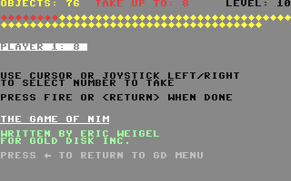 C64 GameBase Game_of_Nim,_The Gold_Disk,_Inc. 1985