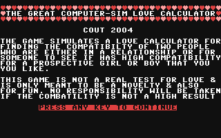 C64 GameBase Great_Computer-Sim_Love_Calculator,_The (Not_Published) 2004