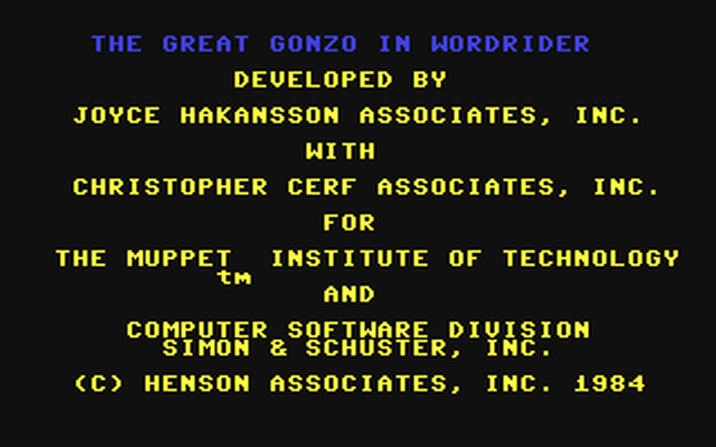 C64 GameBase Great_Gonzo_in_WordRider,_The Simon_&_Schuster,_Inc. 1984