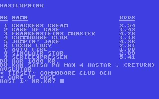C64 GameBase Hästkapplöpning SYS_Public_Domain 1990