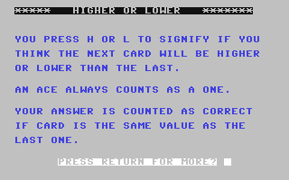 C64 GameBase Higher_or_Lower Street_Games 1986