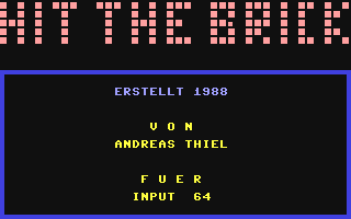 C64 GameBase Hit_the_Brick Verlag_Heinz_Heise_GmbH/Input_64 1988