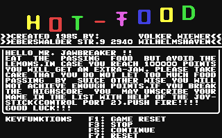 C64 GameBase Hot-Food Markt_&_Technik/64'er 1985