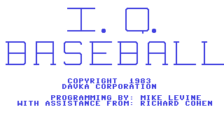 C64 GameBase IQ_Baseball Davka_Corporation 1983