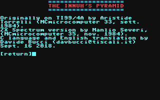 C64 GameBase Innuh's_Pyramid,_The (Public_Domain) 2018