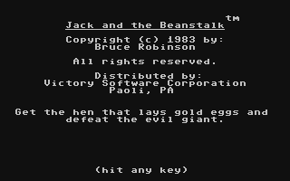 C64 GameBase Jack_and_the_Beanstalk Victory_Software 1983