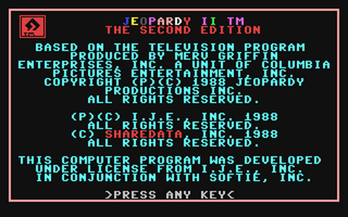 C64 GameBase Jeopardy!_II_-_New_Second_Edition ShareData,_Inc. 1988