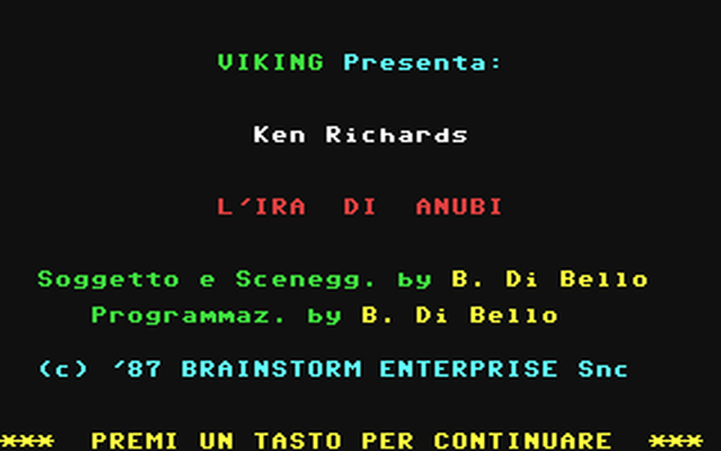 C64 GameBase Ken_Richards_-_L'Ira_di_Anubi Edizioni_Hobby/Viking 1987