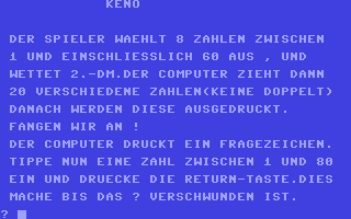 C64 GameBase Keno