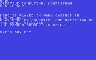 C64 GameBase Keno Creative_Computing 1979