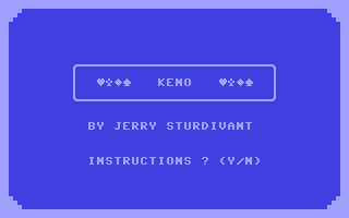 C64 GameBase Keno (Public_Domain) 1982