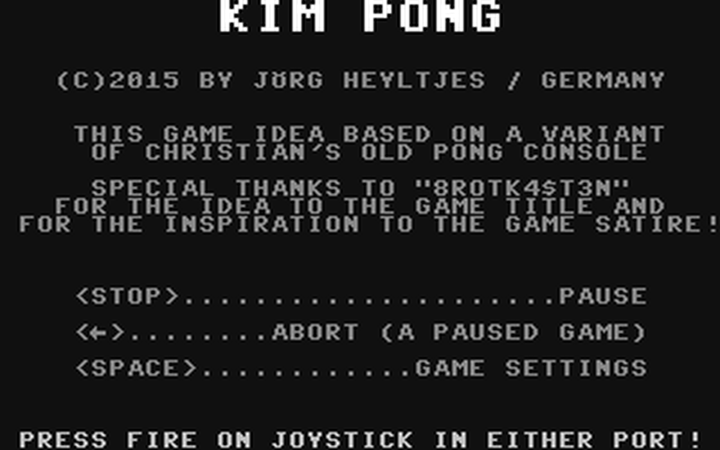 C64 GameBase Kim_Pong (Public_Domain) 2015