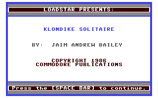 C64 GameBase Klondike_Solitaire Commodore_Microcomputers_Magazine 1986
