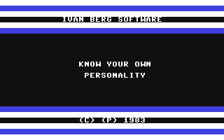 C64 GameBase Know_Your_Own_Personality Ivan_Berg_Software_Ltd. 1983
