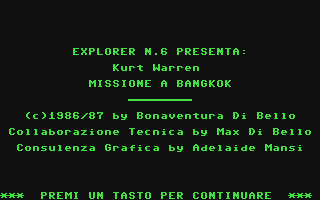 C64 GameBase Kurt_Warren_-_Missione_a_Bangkok Edizioni_Hobby/Explorer 1987