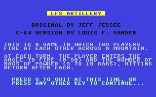 C64 GameBase LFS_Artilley (Public_Domain)