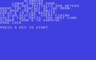 C64 GameBase Lander Century_Communications_Ltd. 1985