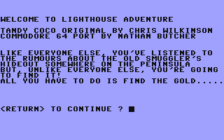 C64 GameBase Lighthouse_Adventure Falsoft/Newrainbow_Publications 1983