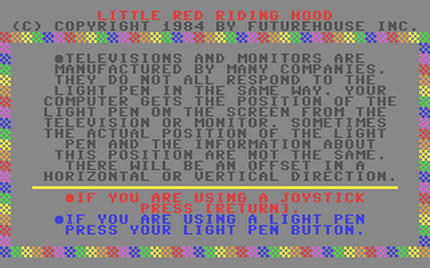 C64 GameBase Little_Red_Riding_Hood Futurehouse,_Inc. 1984