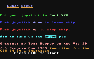 C64 GameBase Lunar_Rescue Program_One,_Inc. 1983