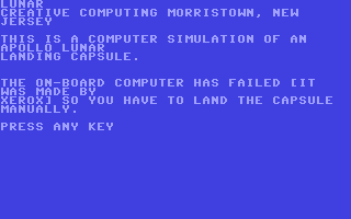 C64 GameBase Lunar Creative_Computing 1978