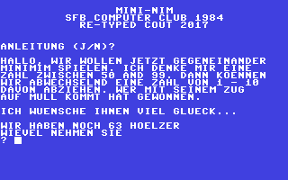 C64 GameBase Mini-Nim SFB-ComputerClub 1984