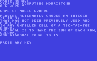 C64 GameBase Magic_Square Creative_Computing 1979