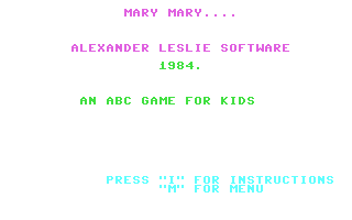 C64 GameBase Mary_Mary Alexander_Leslie_Software_(ALS) 1984