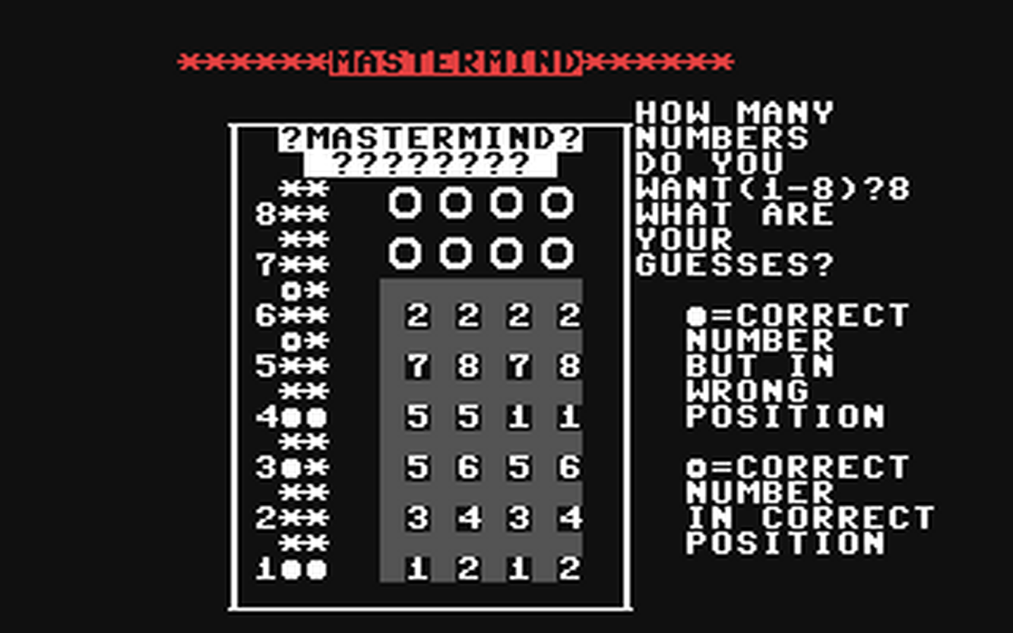 C64 GameBase Mastermind ShareData,_Inc. 1987