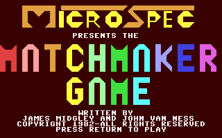 C64 GameBase Matchmaker_Game Micro_Spec 1982